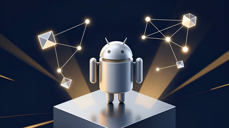 Футуристичный робот Android управляет сетью данных для продвижения корпоративного SaaS от компании Би Симпл